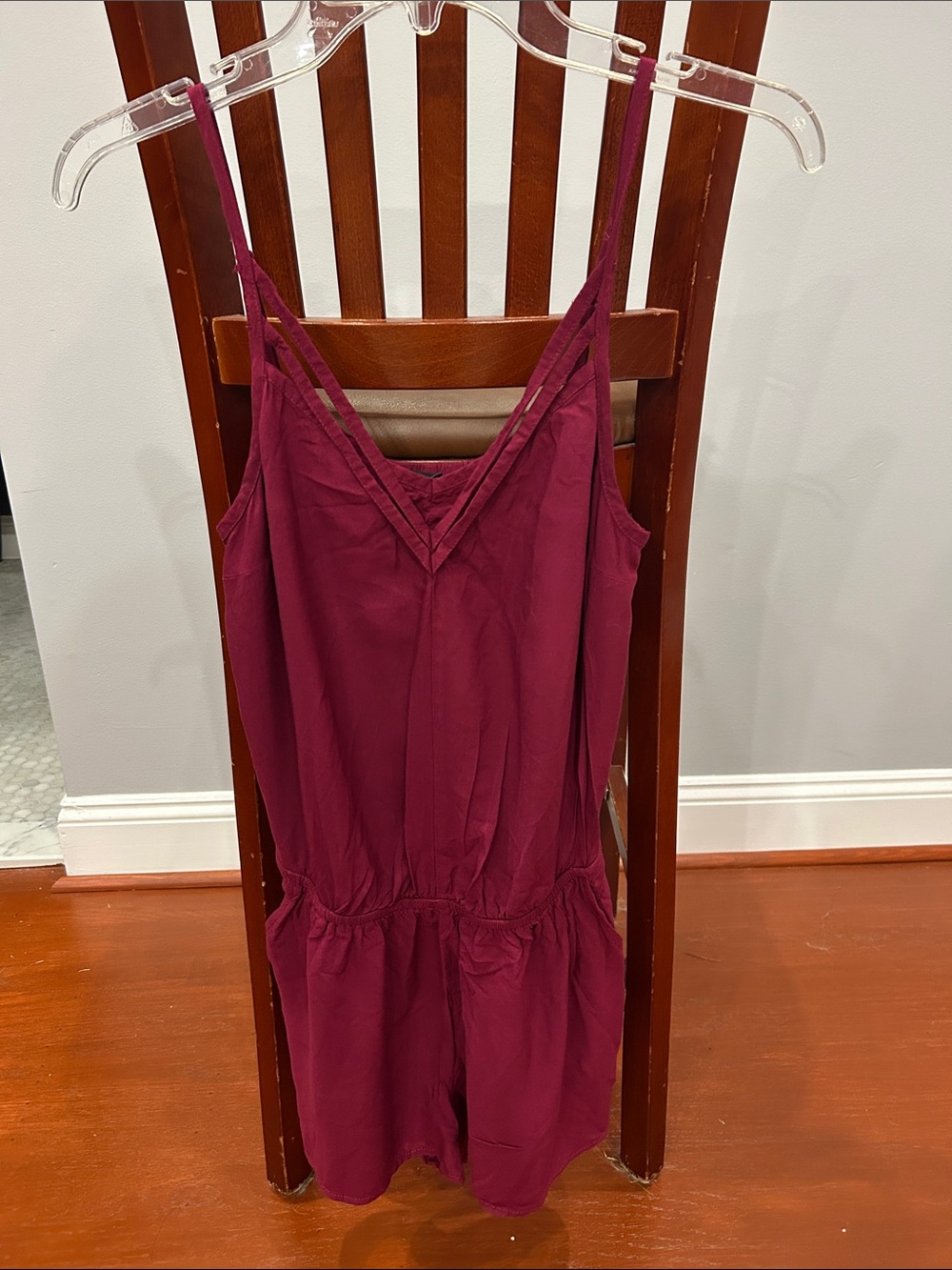 Express Wine Spaghetti Strap Romper